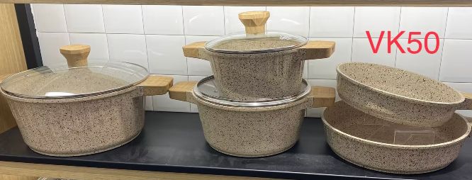 Speckled cookware set, 8 pieces