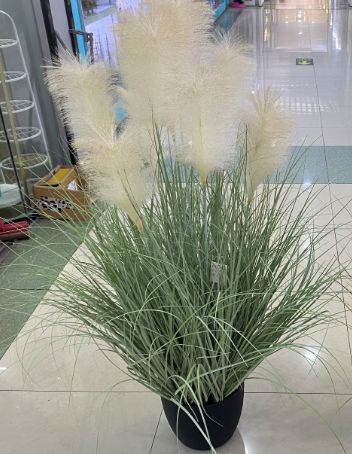 Artificial pampas grass in a pot, 9 plumes