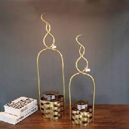Gold wire candle holders, two sizes