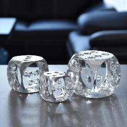 Clear glass dice for display