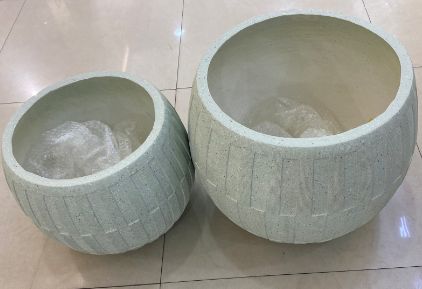 Pale green textured planters