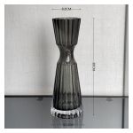 Tall ribbed smoky glass vase