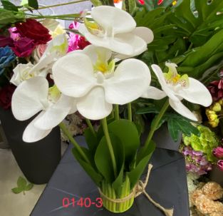 Artificial white orchids, bunch of 5