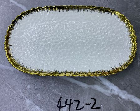White and gold textured plate, 12 inch