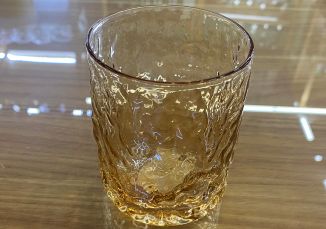 Amber hammered glass tumbler