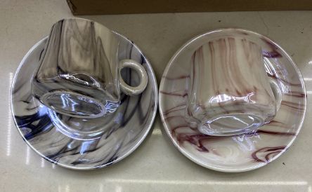 Marble-look coffee cups, set of 6