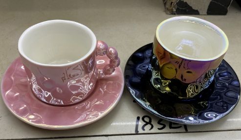 Pink and black coffee cups, set of 6