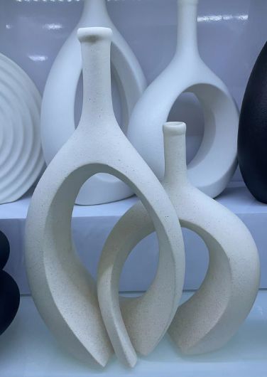 White sculptural vases