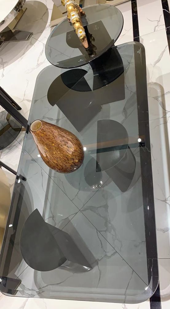 Glass nesting coffee tables, 130 × 70 cm
